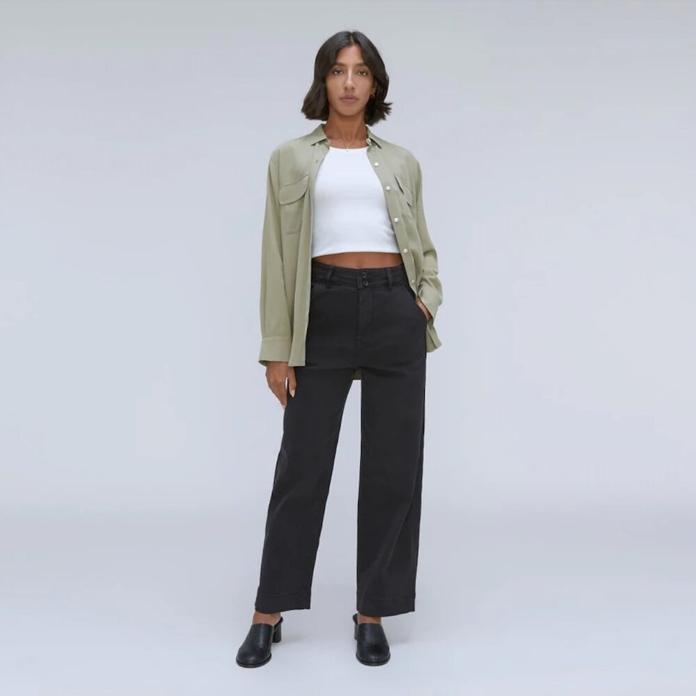 Everlane The Organic Wide-Leg Pant | Black Size 4 NWT